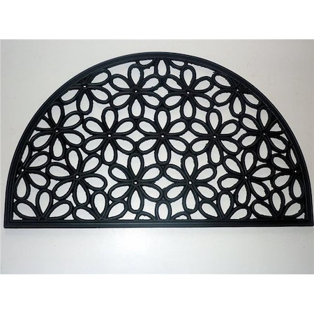 Geo Crafts Geo Crafts G162 DAISY RBR-HR 18 x 30 in. Half Round Rubber Daisy Scroll Doormat G162 DAISY RBR/HR